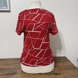 Shein Woman's Red Geometric Print Short Sleeve Top XL